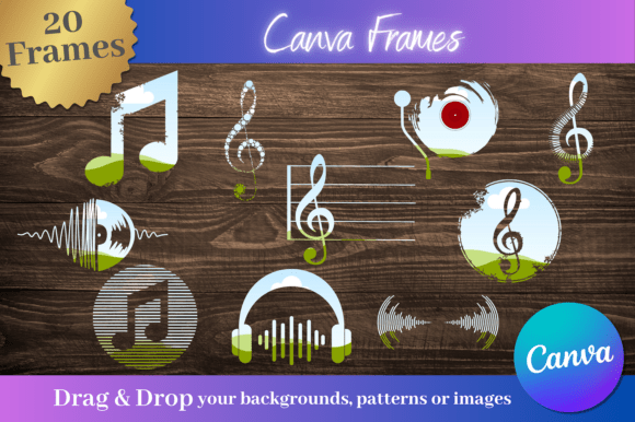 20 Musical Item Custom Canva Frames for Creative Projects