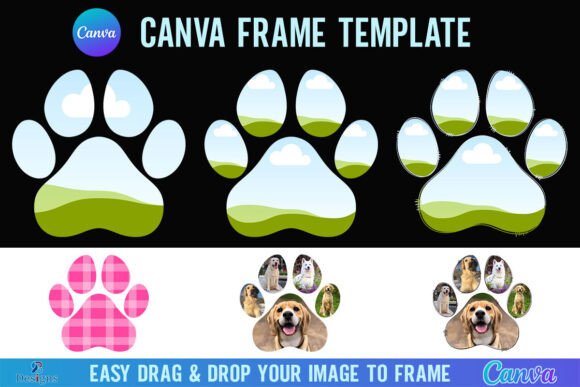 Charming Dog Paw Canva Frame Template for Cat Prints