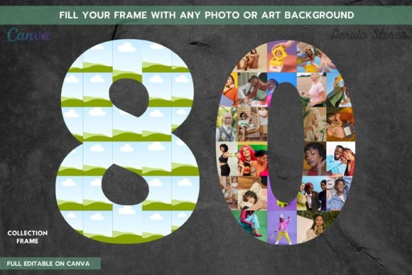 Number 80 Collage Photo Canva Frame: A Creative Asset for Modern Designers