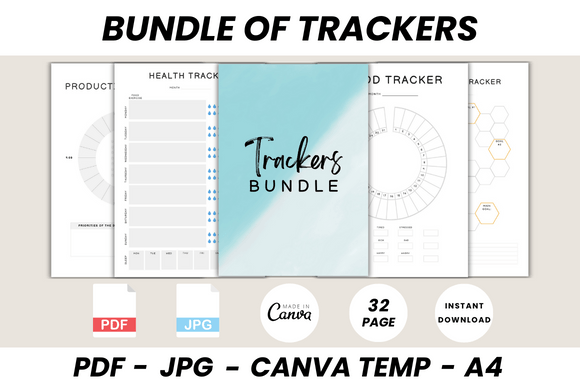 Organize Your Life: The Ultimate Trackers Bundle Canva Template