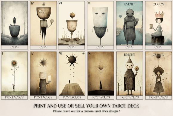 Quirky Printable Tarot Deck | 78 Cards | Canva Template