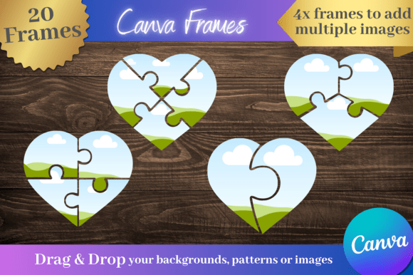 Unlock Creative Potential with 4 Heart Puzzle Canva Frame Photo Collage